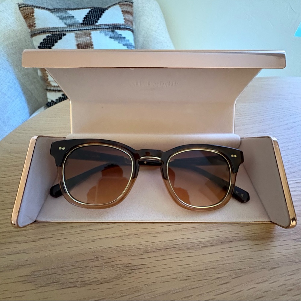 Mr. Leight Hanalei II In Topaz Laminate-12k White Gold/Dark Cherry Gradient Lens